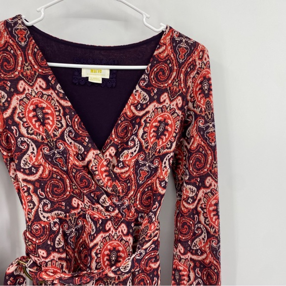 Maeve Anthropologie Belted Paisley Red Dress XS - Picture 3 of 12